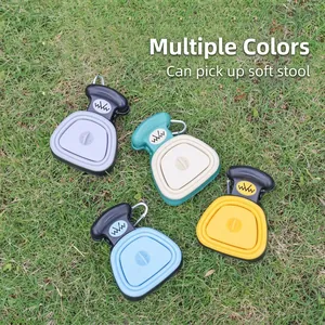 Portable foldable dog poop scooper with carabiner in multiple colors