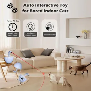 Automatic interactive tumbler cat toy with motion-activated laser in a cozy living room.