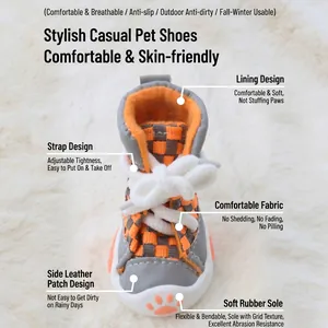 Ademende geruite canvas hondenschoenen met zachte antislip rubberen zolen.