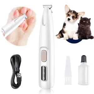 Professional Pet Electric Hair Clipper Waterproof LED Light Dog Cat Paw Ear Eye Detail Trimming USB Rechargeable Quiet Trimmer White