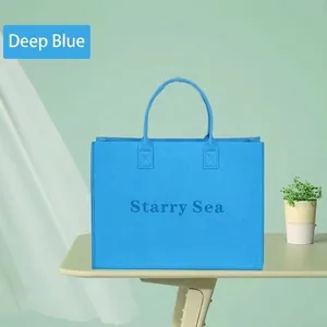 Minimalistische Polyester Filz Tote Bag Große Kapazität Buchstaben Druck Shopping Handtasche Tragbare Damen Casual Schultertasche