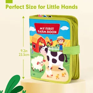 Close-up of "My First Farm Book" educational felt busy book for toddlers