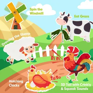 Interactive farm felt busy board details with crinkly sounds and fun animal puzzles