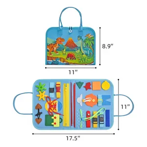 Dimensioni della busy board Montessori in feltro con funzioni educative per bambini.