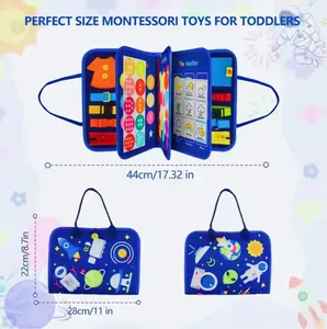 Dimensioni dettagliate della tavoletta Montessori in feltro a tema spaziale per bambini