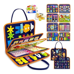 Montessori Busy Board per Bambini Giocattoli Sensoriali per Abilità Motorie Fine Tavola Didattica in Feltro per Riconoscimento Alfabeto Numeri Colori Forme Giocattolo da Viaggio