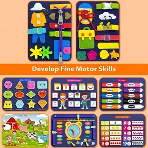 Pannelli educativi in feltro busy board per bambini con forme e colori