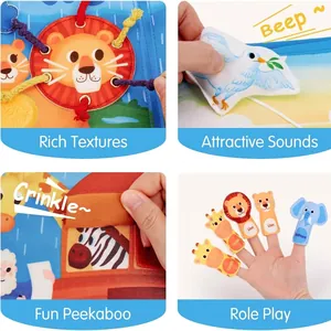 Planche d'activités Montessori en feutre avec marionnettes et sons pour tout-petits