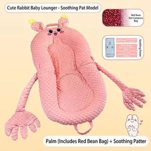 Lit d'apaisement rose pour bébé en forme de lapin avec fonction de tapotement