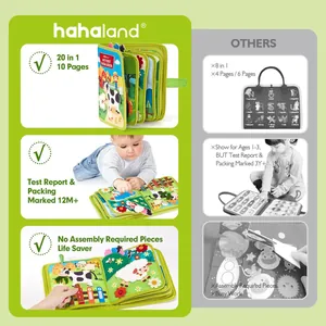 Hahaland 20-in-1 felt busy book with 10 pages for toddler early learning toy