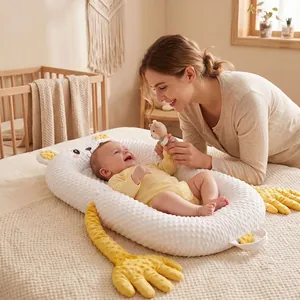 Portable foldable baby nest with soothing arm design for newborn sleep support