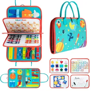 Toddler Montessori Busy Board Felt Early Education Sensory Activity Toy For Life Skills Fine Motor Development Preschool Learning Bag