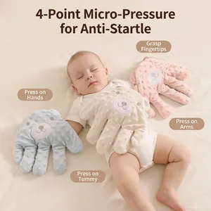 Almohada Calmante para Bebé con Forma de Mano y Relleno de Frijoles Rojos Tela Minky Juguete Anti-Sobresalto para Recién Nacidos