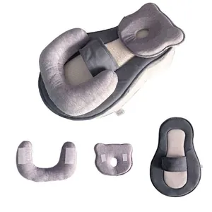 Set de tumbona para recién nacidos gris con almohada inclinada y soporte para cabeza