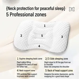 Vista detallada de almohada ergonómica de 5 zonas para bebé contra la cabeza plana
