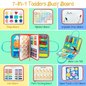 7-in-1 Montessori busy board sensory toy for toddlers educational skill learning