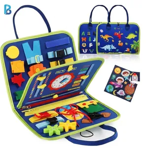 Pannello Sensoriale Montessori per Bambini in Feltro Giocattolo Educativo Borsa Portatile con Orologio Cerniera Fibbia