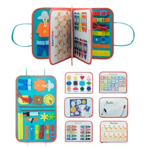 Educational felt busy board book for toddlers with alphabet, numbers and shapes