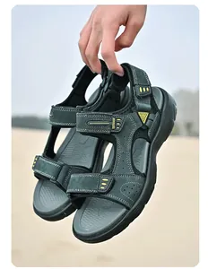 Vue détaillée de haute qualité de sandales d'extérieur pour hommes en cuir léger et antidérapant
