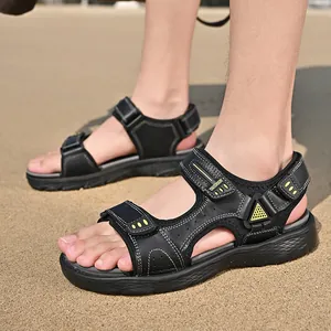 Sandales d'extérieur légères en cuir pour hommes avec semelle antidérapante plage