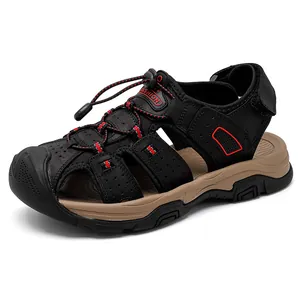 Sandales d'extérieur professionnelles pour hommes à bout fermé, respirantes, coloris noir rouge