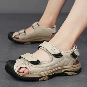 Sandales de randonnée respirantes kaki pour hommes avec semelle en caoutchouc antidérapante