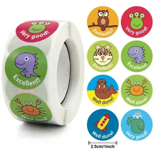 Detailed view of cartoon animal reward stickers with 2.5cm size markings