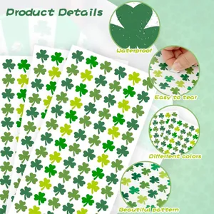 Détails des autocollants trèfles verts imperméables pour les fêtes de la St Patrick.