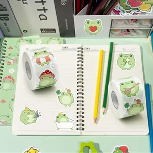 Cute cartoon frog stickers roll applied on spiral notebook for decoration and rewards