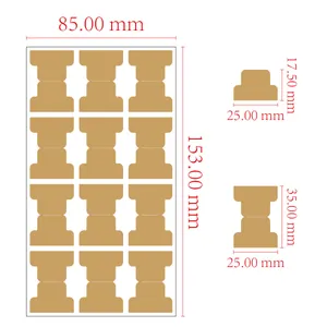 Detailed dimension diagram showing sizes of kraft paper self-adhesive index tab stickers.