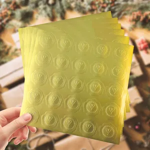 Gold Embossed Heart Sealing Stickers Metallic Relief Wedding Invitation Greeting Card Decorative Gift Envelope Seal Labels