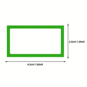 Diagramma dettagliato delle dimensioni per etichetta adesiva con bordo verde 4,5x2,5 cm
