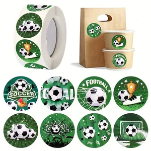Decorative soccer theme roll stickers featuring football patterns and goal slogans.