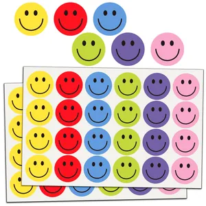 Multicolor Round Smiley Face Stickers Waterproof Reward Stickers For Kids Students School Stationery Teacher Supplies Decor