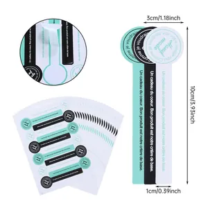 Detailed dimensions and macro view of handmade long strip stickers for baking seals