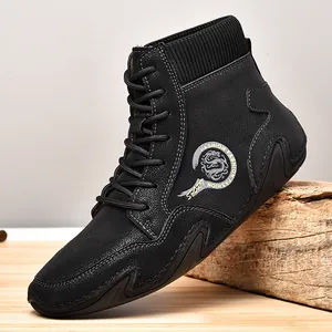 Botas Martin negras para hombre con cuello de calcetín y estilo británico vintage