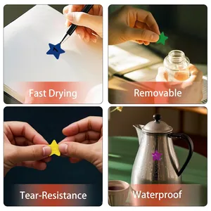 Detailed view of colorful star reward stickers with waterproof and removable features