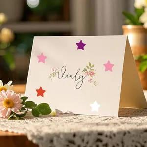 Multicolor star stickers for children's reward system displayed on elegant card
