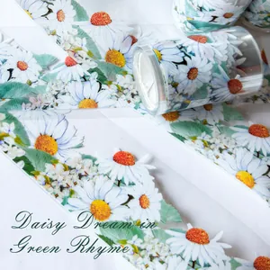 Daisy Floral PET Tape Transparent Decorative Tape For Scrapbooking DIY Crafts Journal Planner Notebook Office Art Supplies