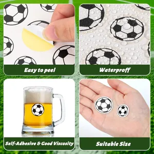 Pegatinas redondas de fútbol impermeables y autoadhesivas detalle
