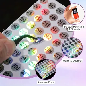 Wasserdichte holografische Zahlenaufkleber für Nagellack- und Kosmetikflaschen