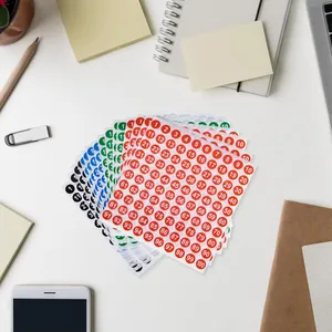 Etiquetas circulares numeradas multicolor 1-100 para organizar y marcar objetos