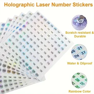 Detaillierte Ansicht holografischer Lasernummer-Aufkleber, kratzfest und wasserdicht.