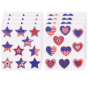 Adesivi Patriottici Giorno dell'Indipendenza USA Impermeabili Stella Cuore Bandiera Americana per Decorazioni Festa 4 Luglio Etichette Regalo
