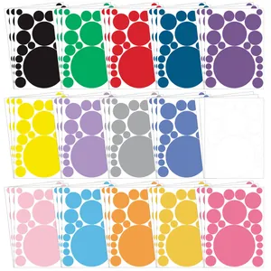 Colección de pegatinas de puntos redondos de colores en varios tamaños para oficina