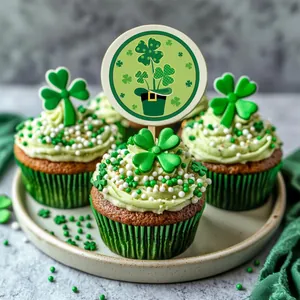 Decorazioni per cupcake di San Patrizio con trifoglio verde per pasticceria