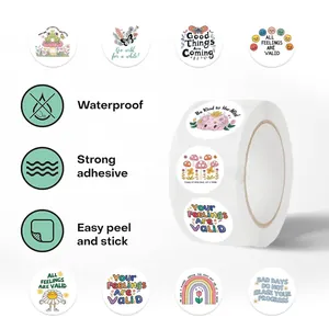Motivierende Sticker auf Rolle, 500 Stück, wasserfest, farbenfrohe Designs für DIY.