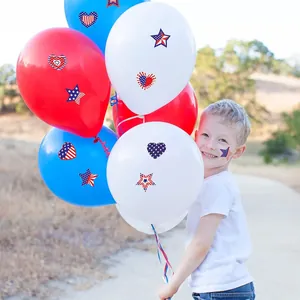 Adesivi per il Giorno dell'Indipendenza USA a forma di stella e cuore su palloncini e viso