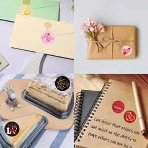 Detail showing heart-shaped Valentine's Day stickers on gifts and packaging.