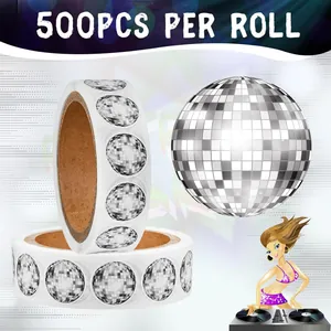 500 stuks per rol 1 inch disco bal ronde zelfklevende stickers voor feestversieringen